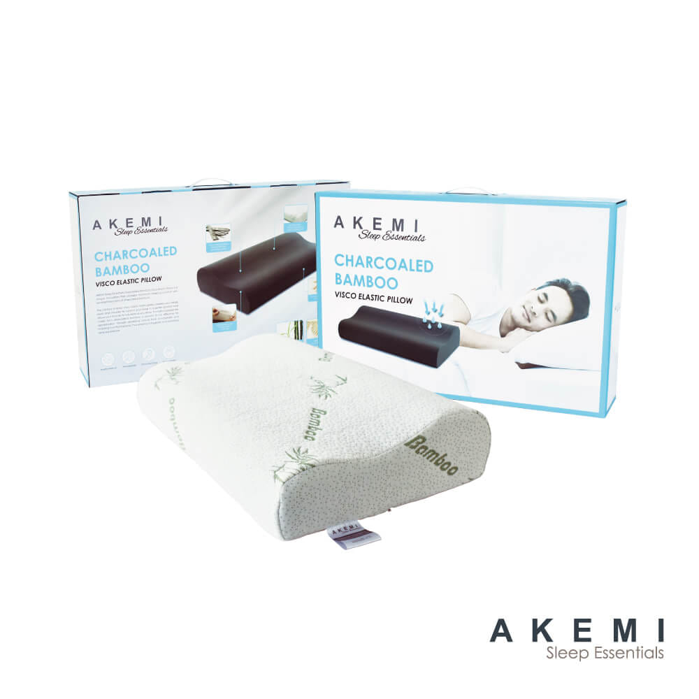 หมอนสุขภาพ เมมโมรี่โฟม AKEMI รุ่น SLEEP ESSENTIALS CHARCOALED BAMBOO VISCO ELASTIC 9557108112674 60CM X 36CM + 12/9CM สีดำ_1